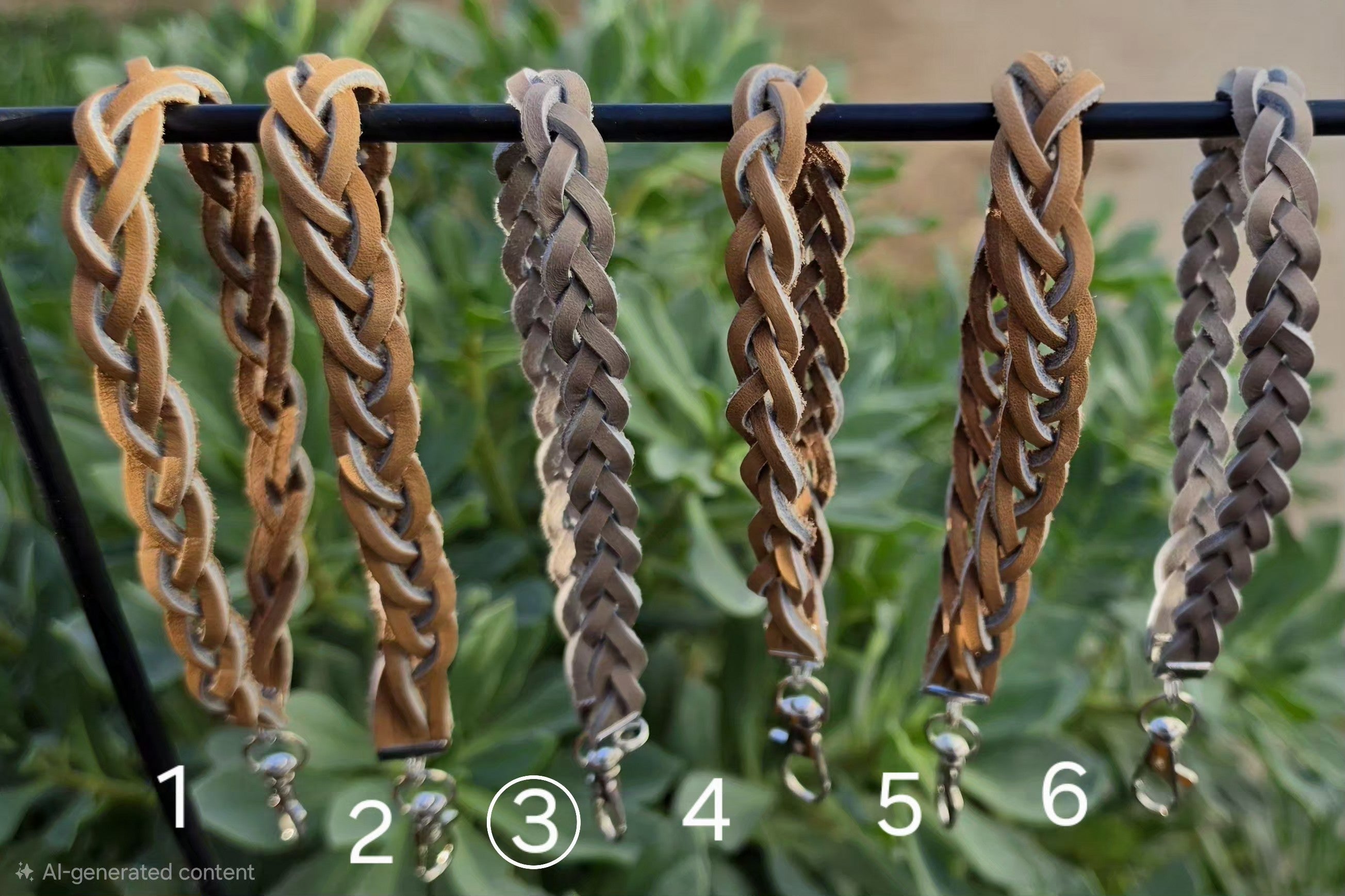 Small Gray Leather 3-Stranded Braided Keychain