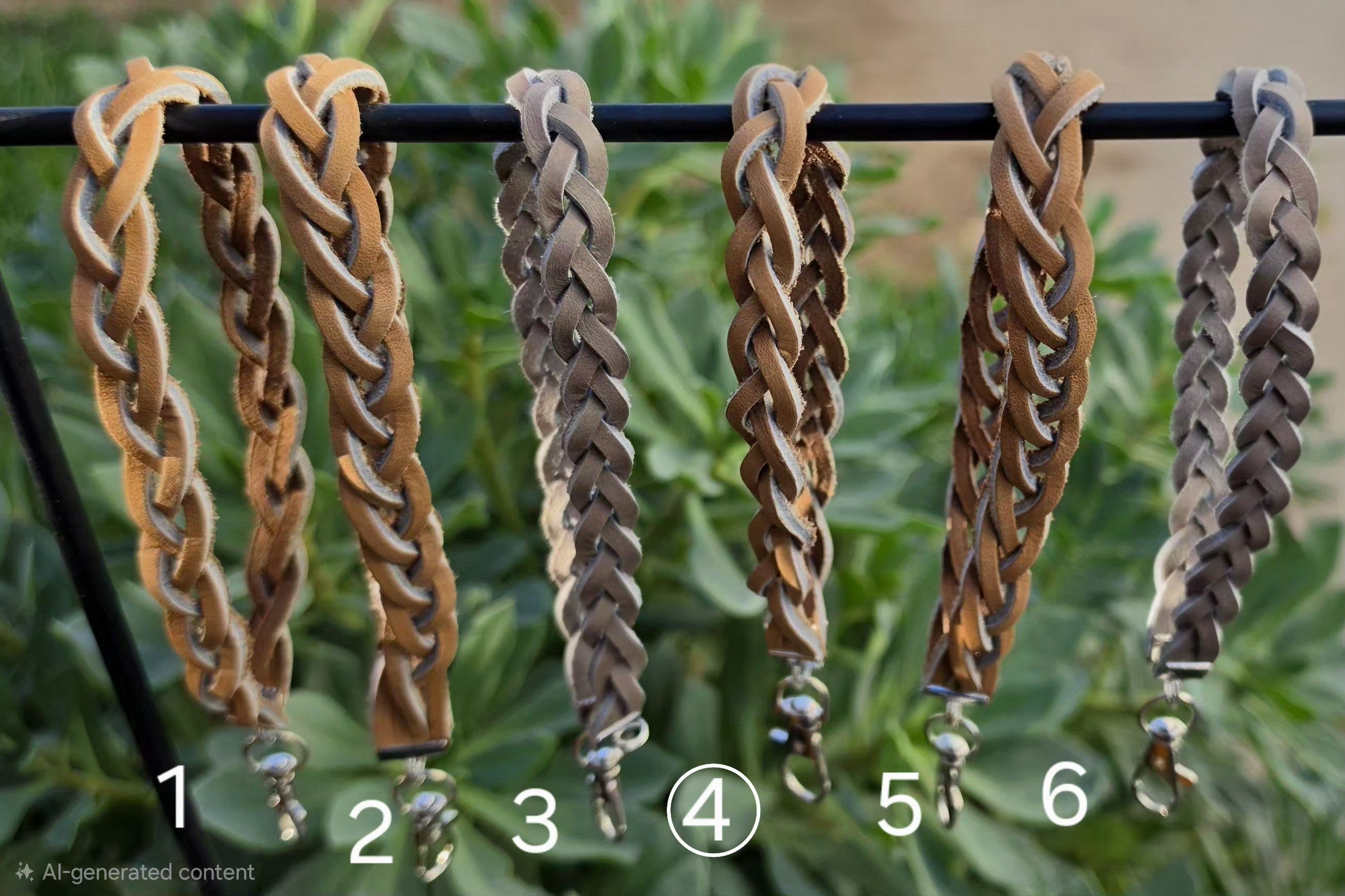 Medium Brown Leather 3-Stranded Braided Keychain